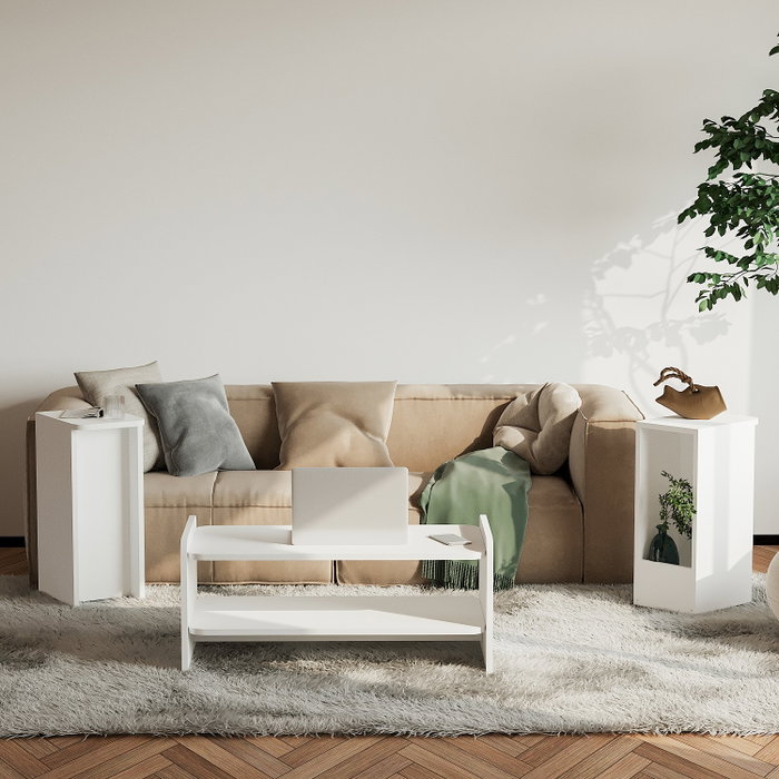 Hanah Home Amon - Juego de mesas de café y auxiliares Blanco Hanah Home Amon - Juego de mesas de café y auxiliares Blanco